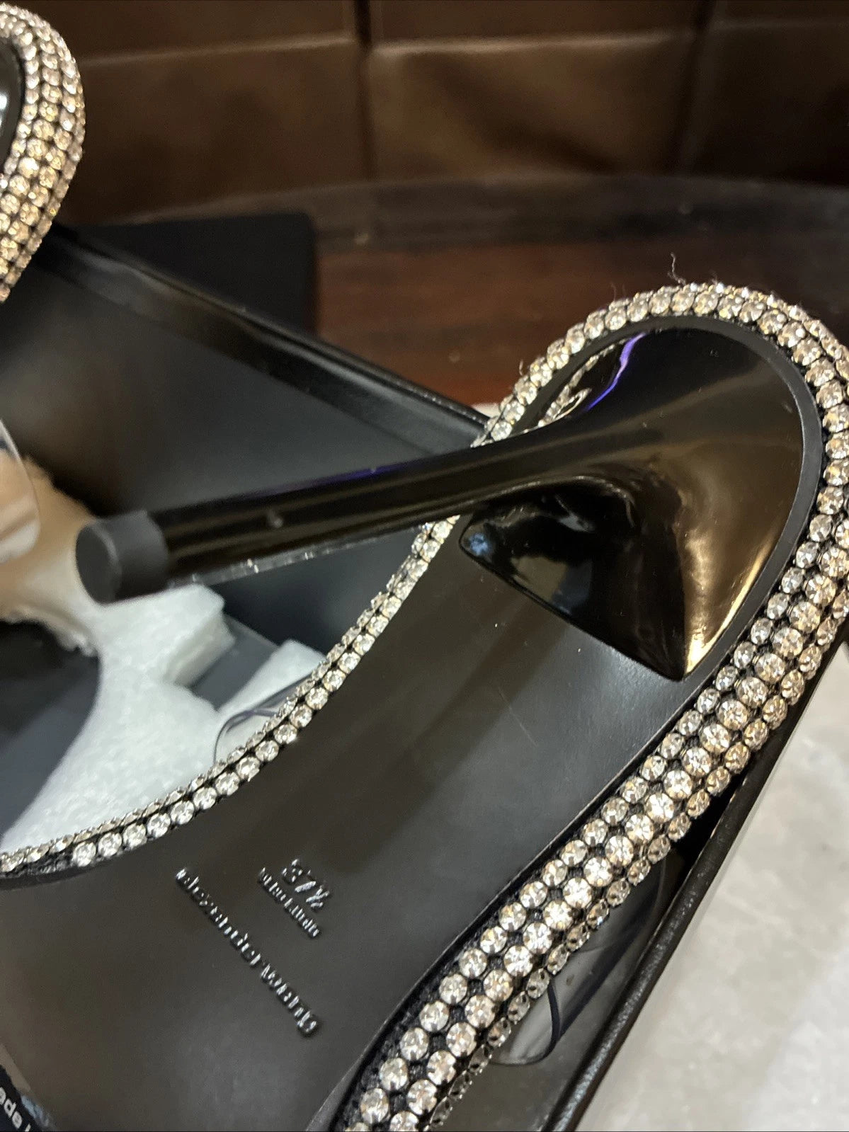 Alexander Wang, Style Nova Slide Sandal PVC/Crystal Size 37.5 New In Box, Tags
