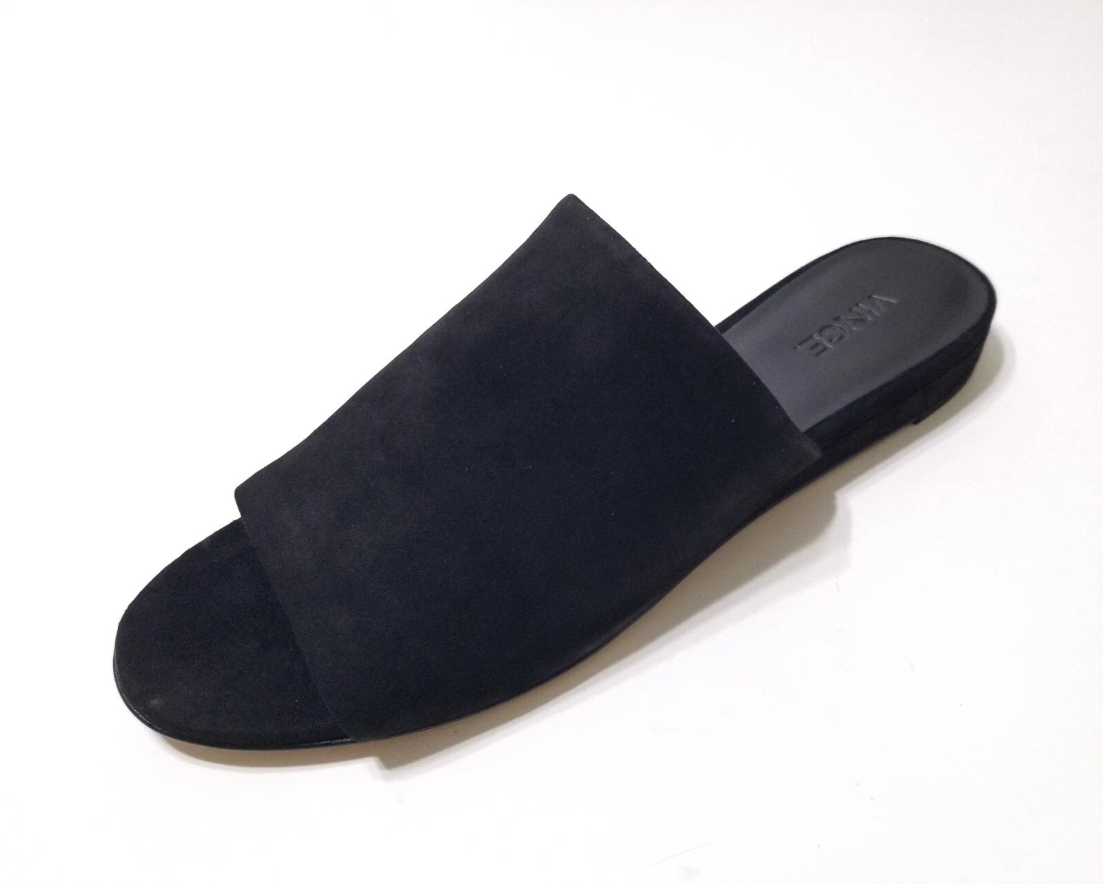 NIB Vince Bartley Suede Leather Slides Sandal in Black Size 9.5 $225