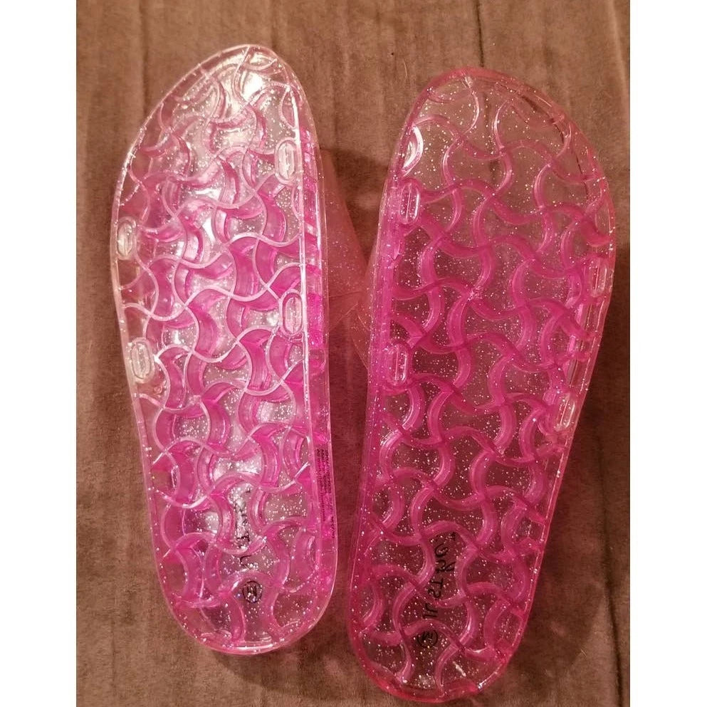 New Pink Glitter Sparkle Vintage Style Slides Sandals Size 7/8