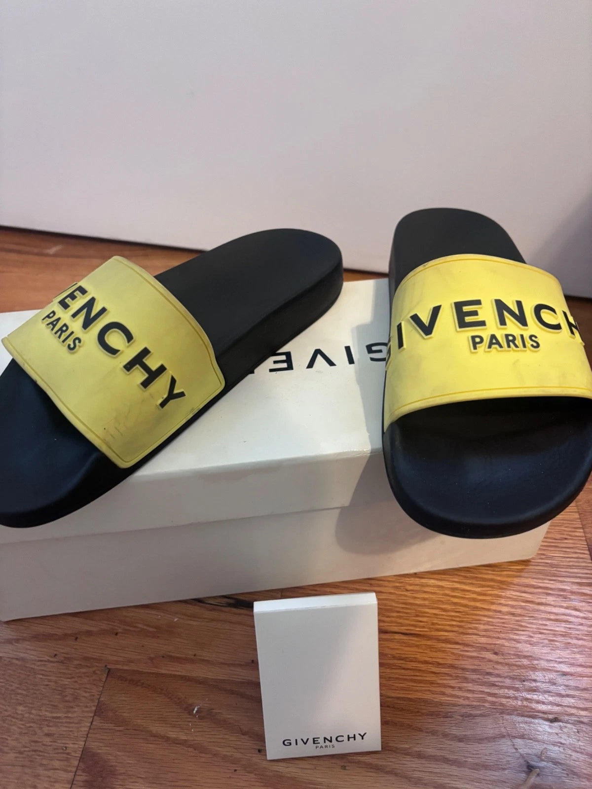 Givenchy Logo Slides Sandals Women 40 Black/Yellow- Pre-Owned