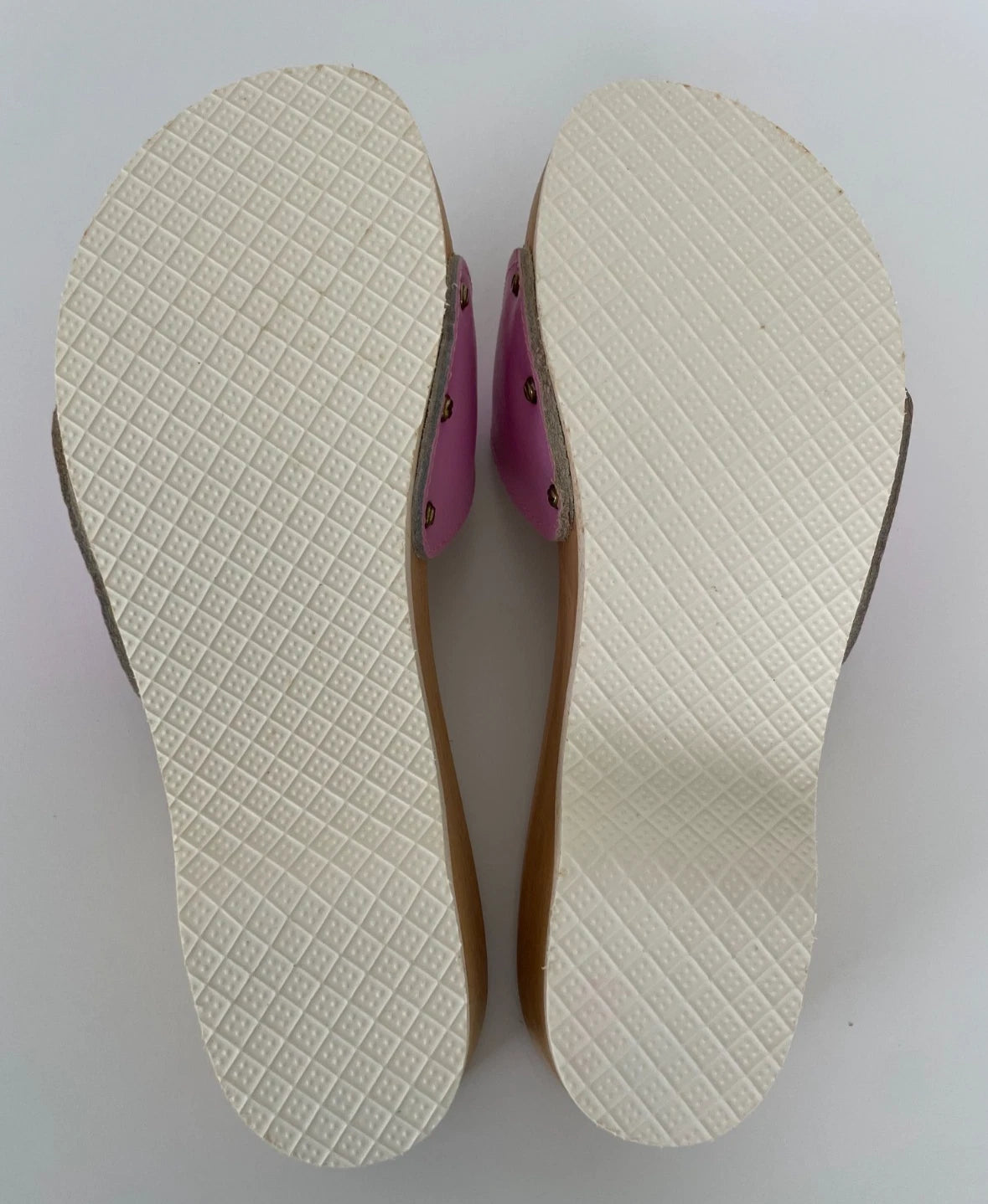 Dr. Scholl's The Original Wooden Sandals Slides Pink Leather Size 7 Italy New