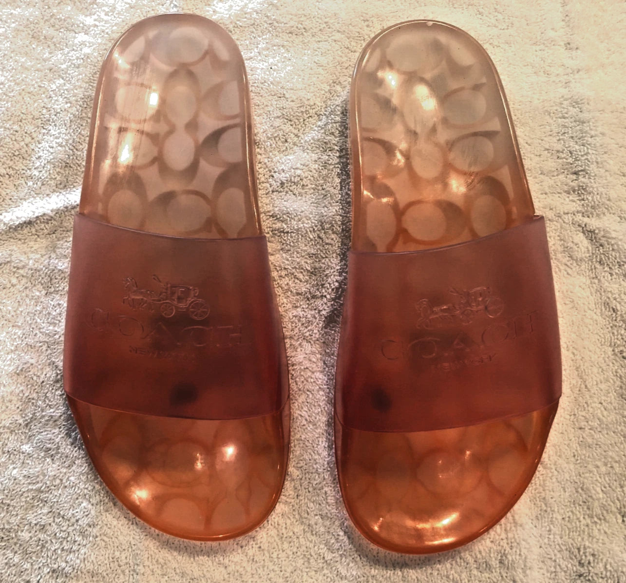 Coach Ulyssa Rubber Slide Sandals Womens 6B Tangerine, Open Toe New