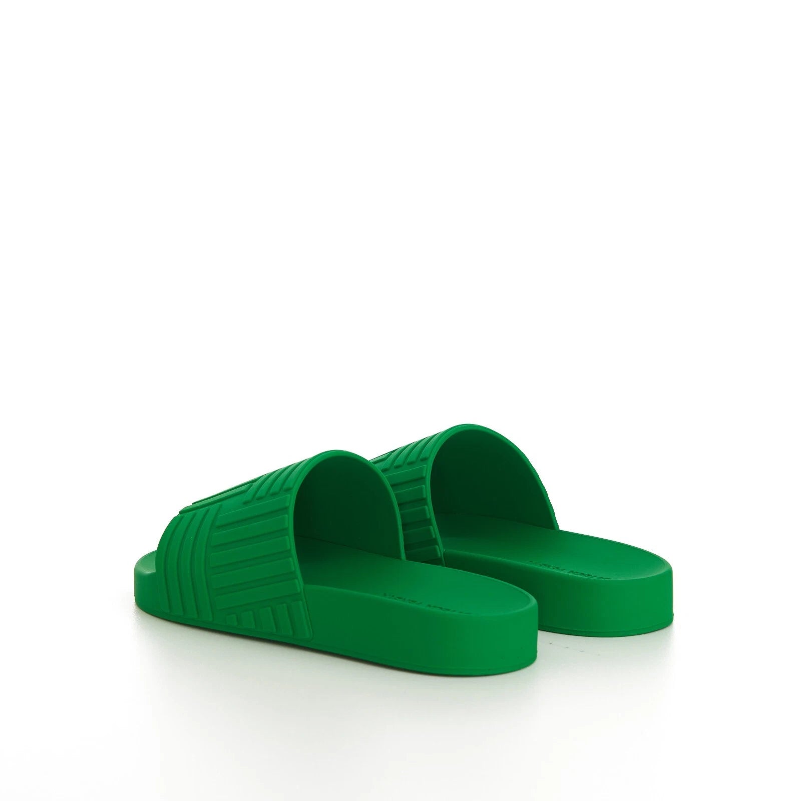 BOTTEGA VENETA 520$ Slide Sandals - Parakeet Green, Geometric Rubber