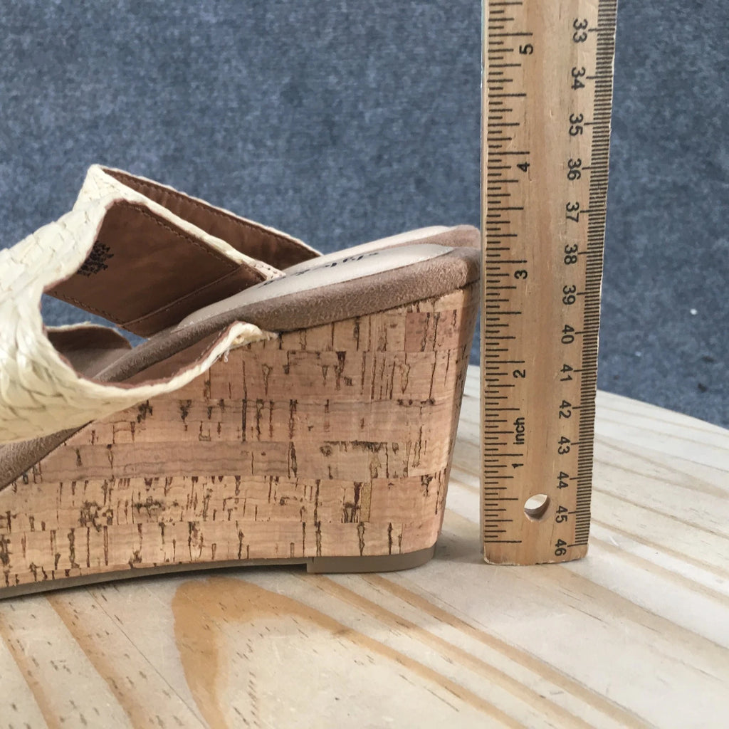 NEW Style & Co Sandals Womens 7.5 M Daliaa Cork Wedge Casual Slip On Slide Beige