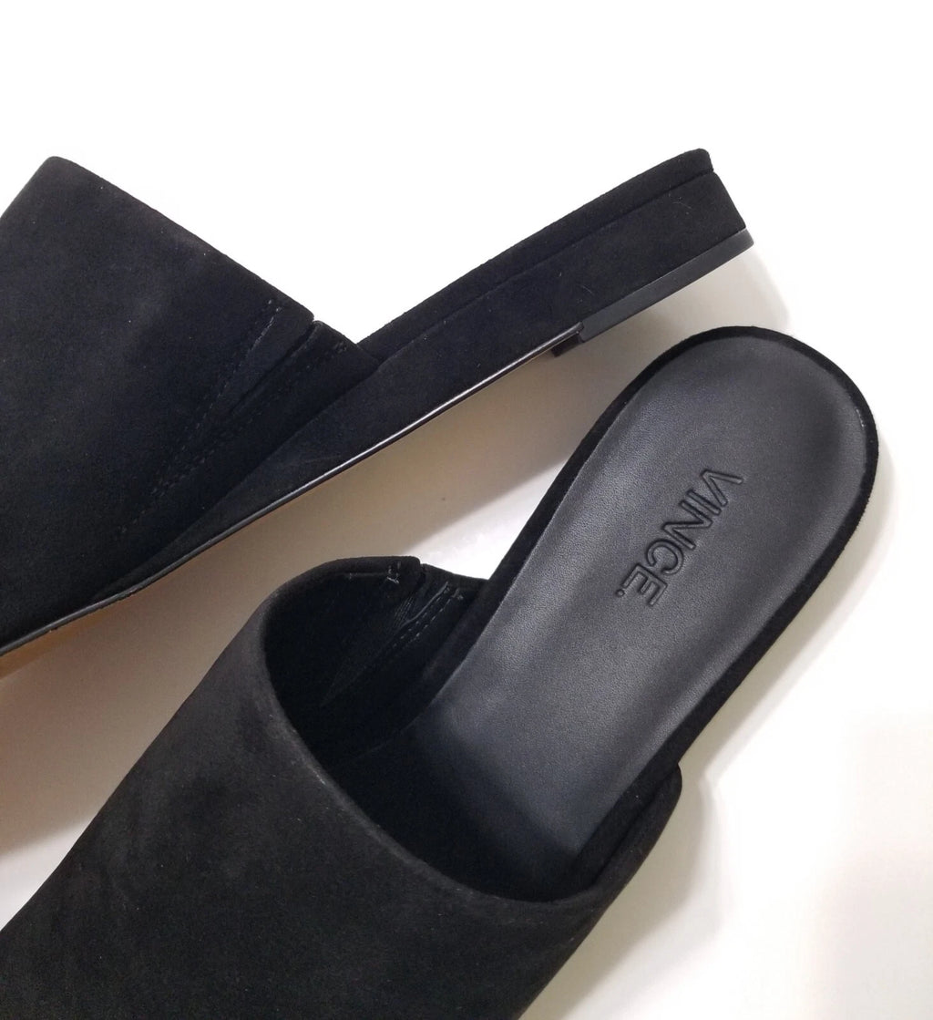 NIB Vince Bartley Suede Leather Slides Sandal in Black Size 9.5 $225