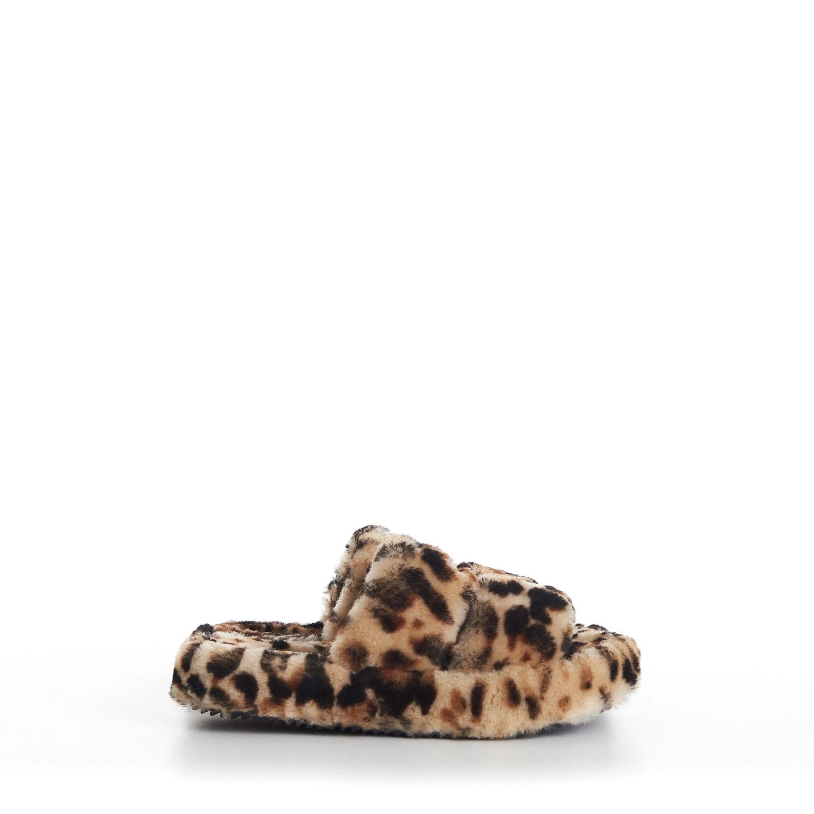 CELINE 990$ Shearling Fur Slide Sandals - Leopard Pattern
