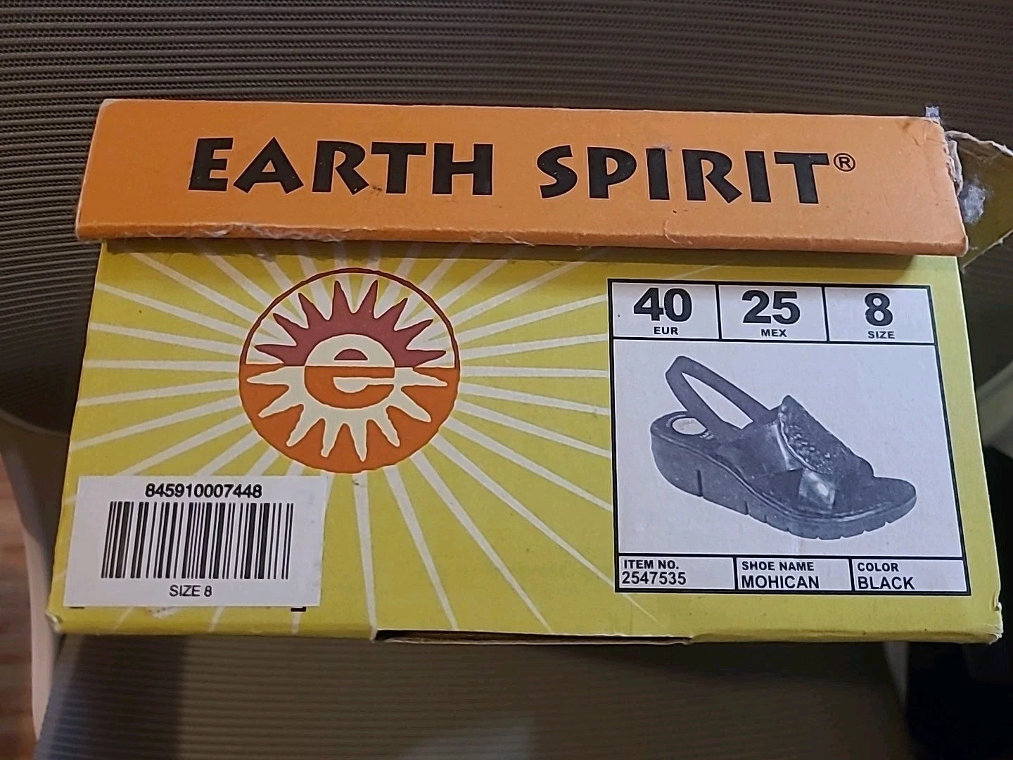 Earth Spirit Mohican Leather Black Sandals Slides Women's Size 8