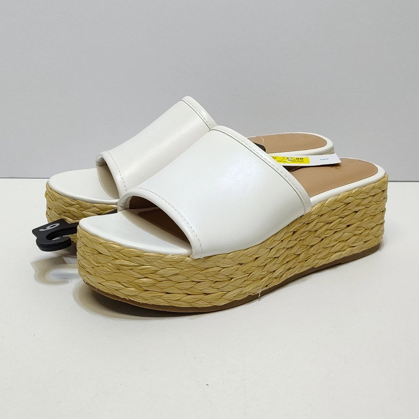 Time And Tru Raffia Platform Slide Sandals Memory Foam Fits True To Size 6 NWT