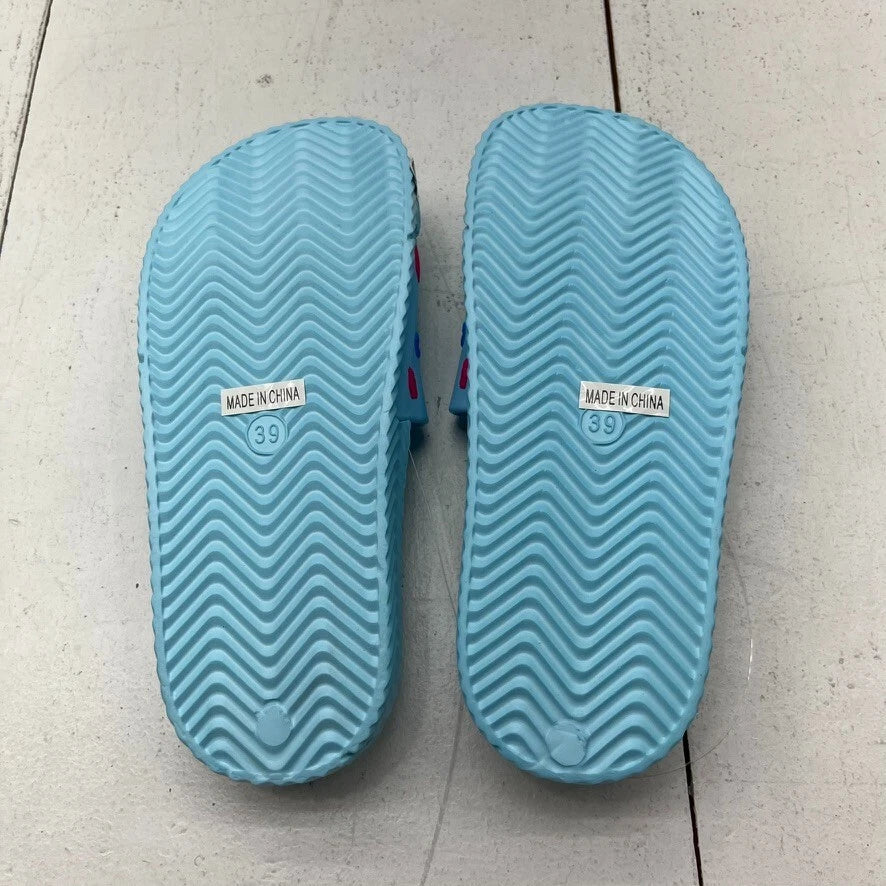 Fashion Shoes Blue Kiss Lips Slides Women's Size 8 NEW