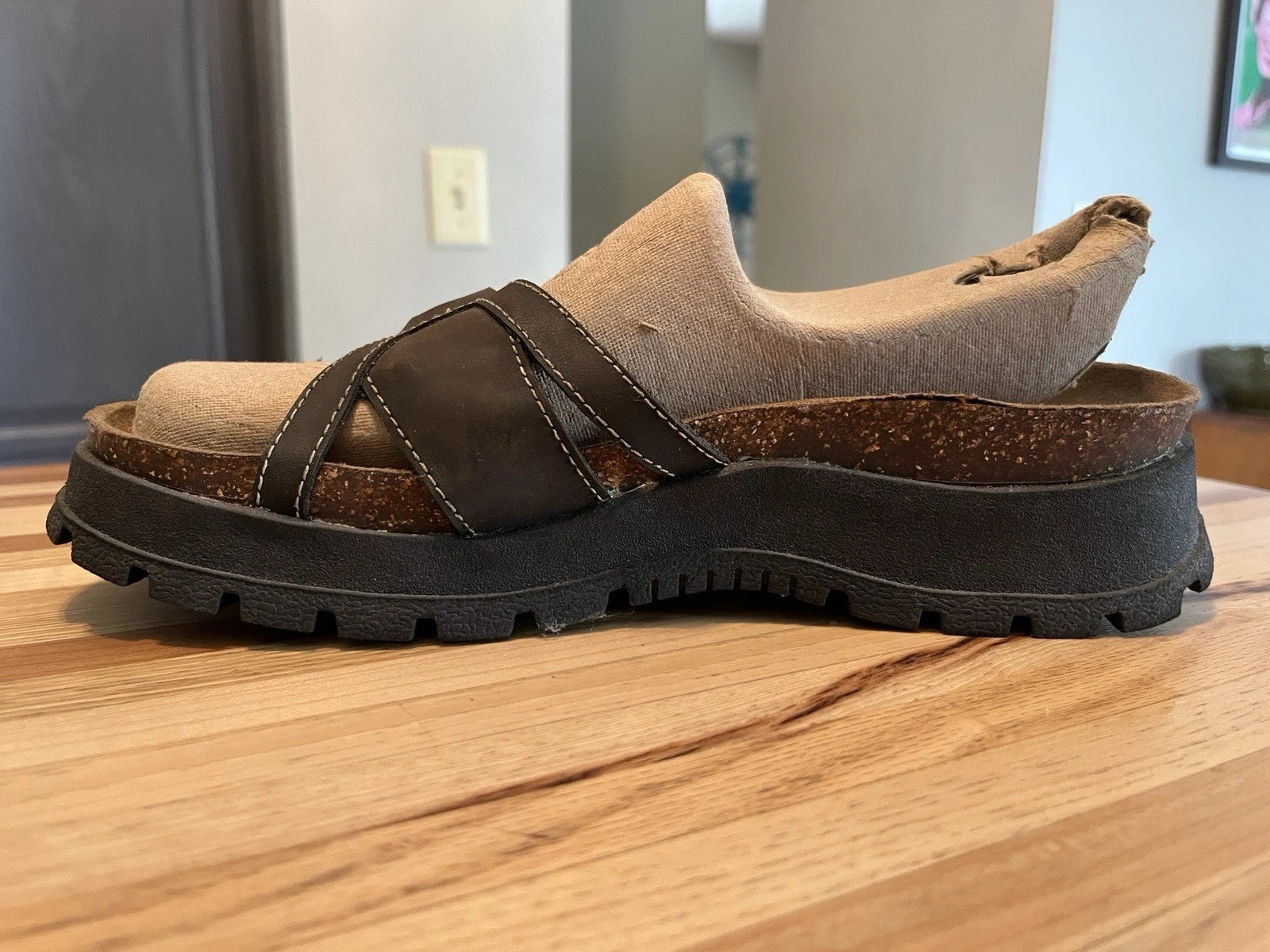 Airwalk Sandals Women's 9 Brown Leather Fashion Slip On Slide Mule Shoes