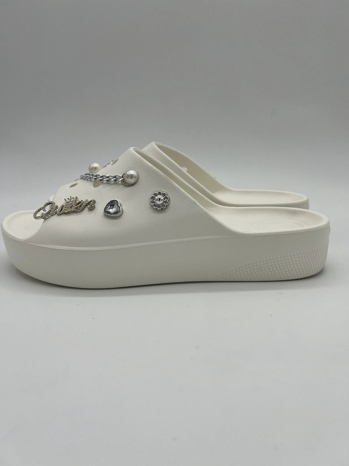 Crocs White Women's Classic Platform Slide With Charms Size 10 Style#:208180