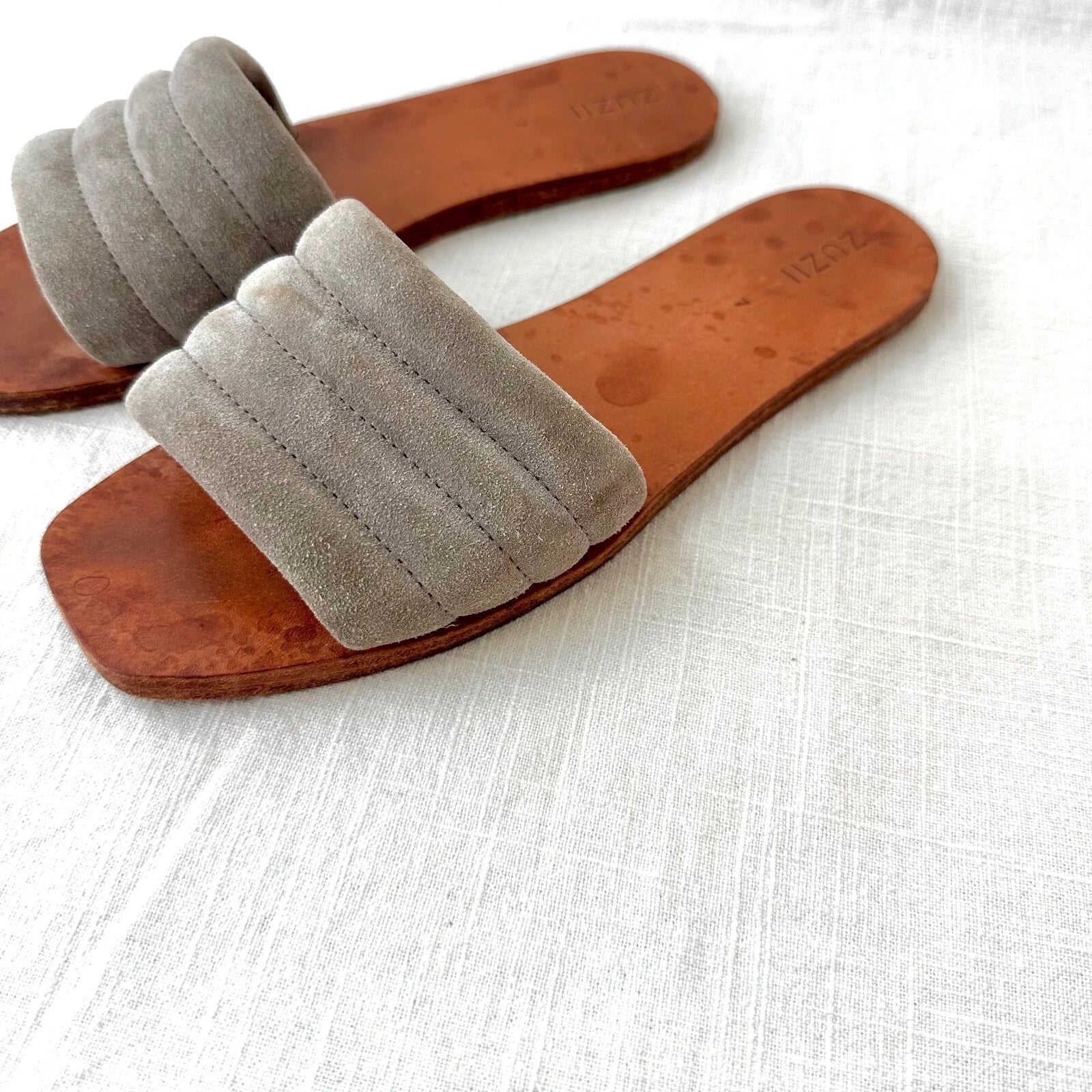 ZUZII Suede Slide Sandals Casual Slip On Flats Minimalist Style Size 7