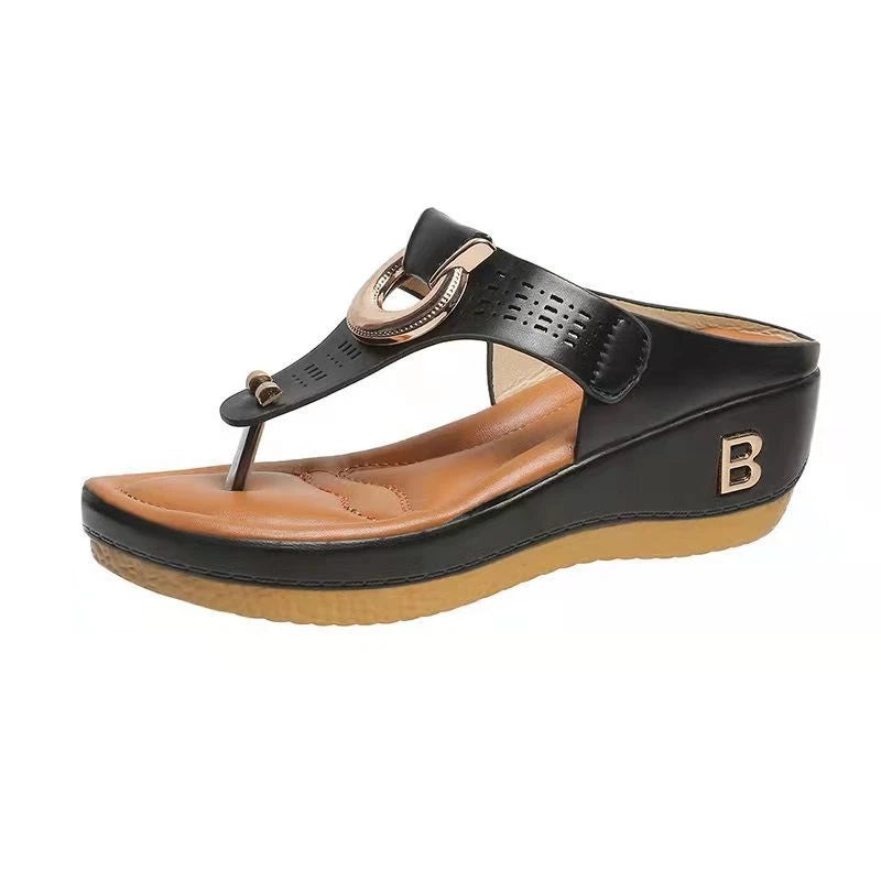 Low-Wedge Women Orthopedic Sandals Casual Flat Shoes Flip Flops Ladies Anti-Slip