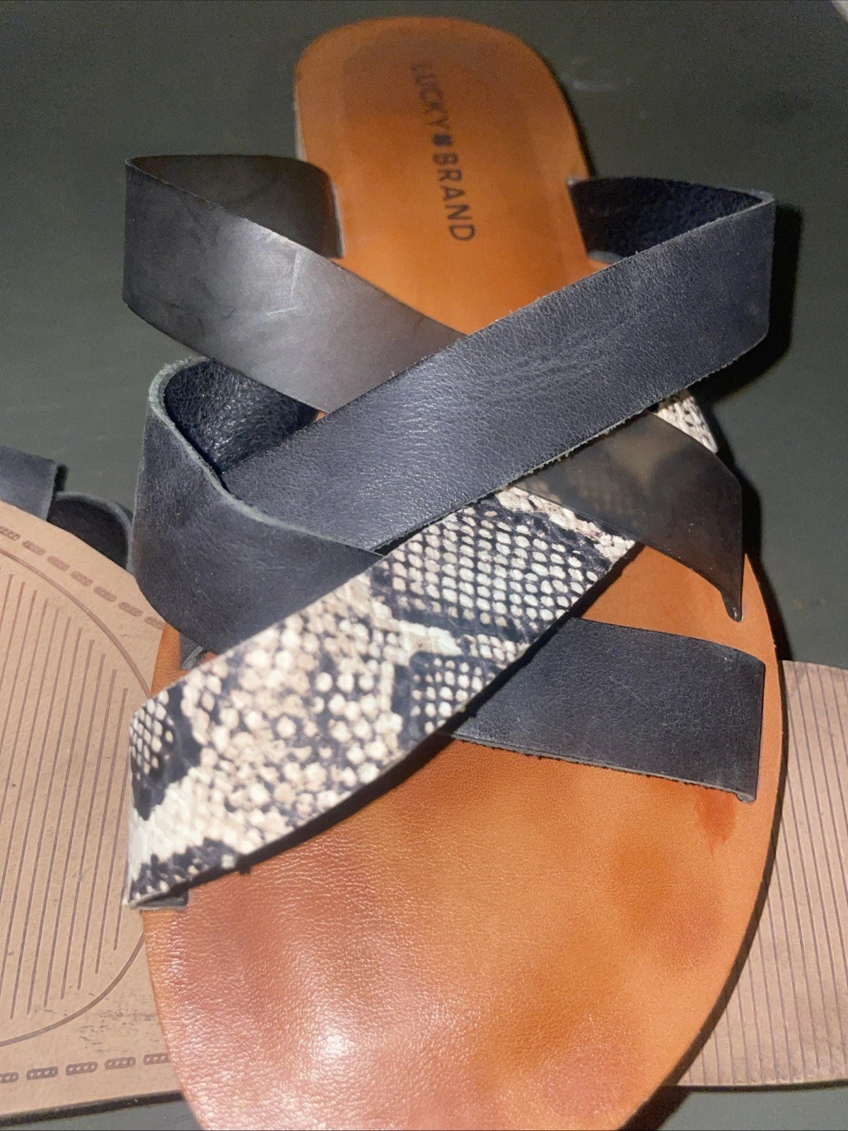 Lucky Brand Women’s Strapped Snake print Sandal Size 7M
