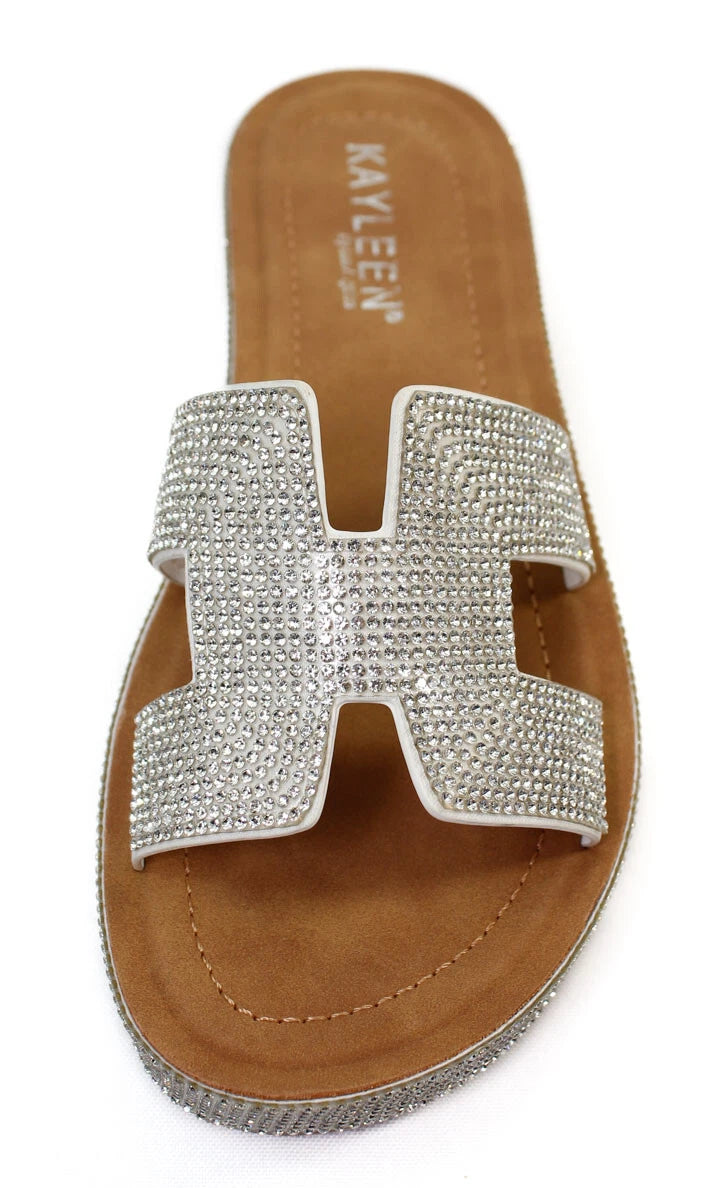 KARAUSA Fashion Bling Rhinestone  Casual Wedge Slides Sandal