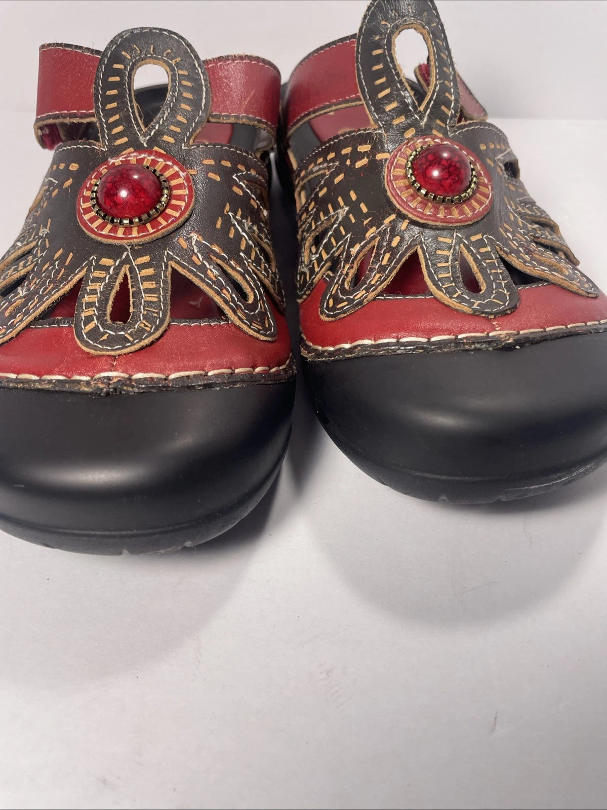 Elite Corkys Mule Sandal Women's Size 9.5/40 Red Stone Multicolor Leather Clog