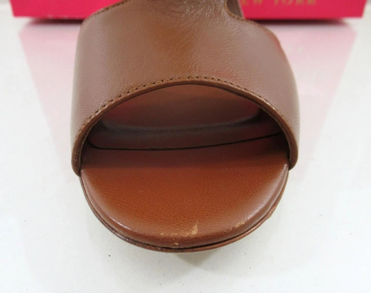 Kate Spade Iberia Open-Toe Mule Heels Leather Luggage Size 9.5 Made in Italy