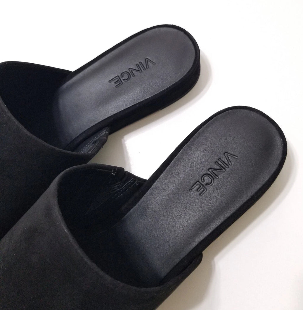 NIB Vince Bartley Suede Leather Slides Sandal in Black Size 9.5 $225