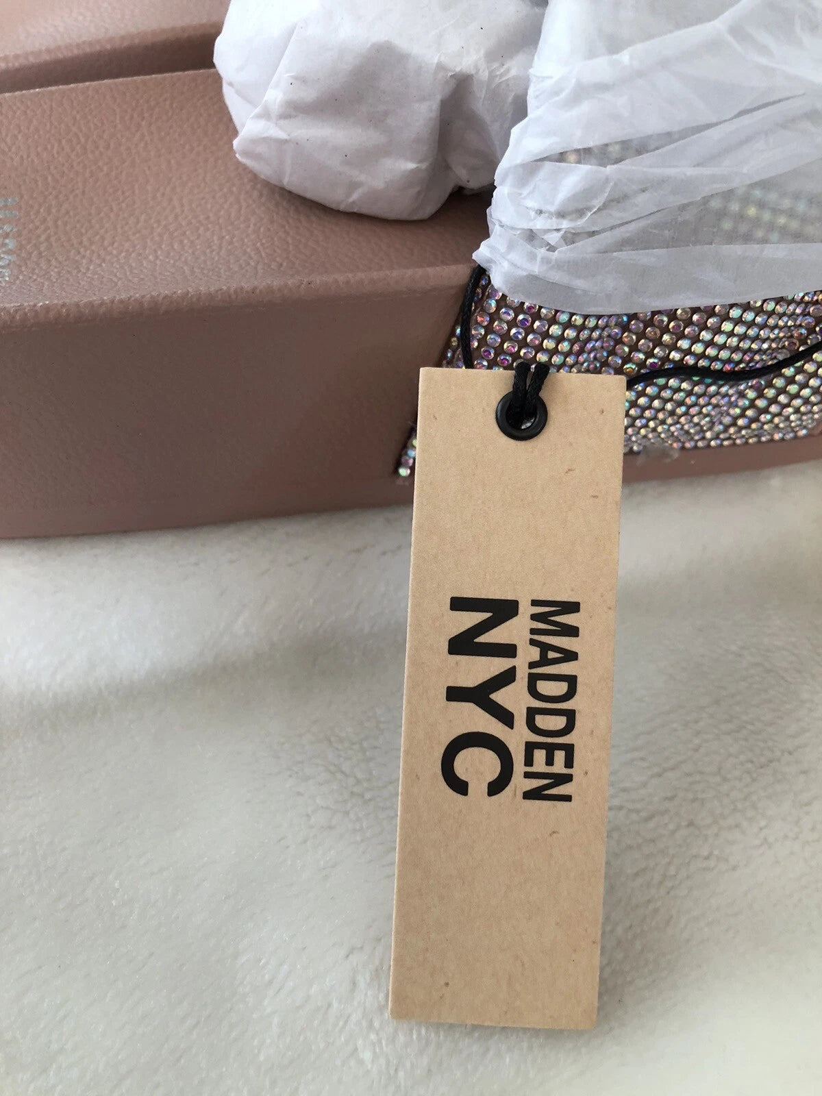 MADDEN NYC Bling Embellished Slide Sandals Slip On Size 5 Womens / Girls New