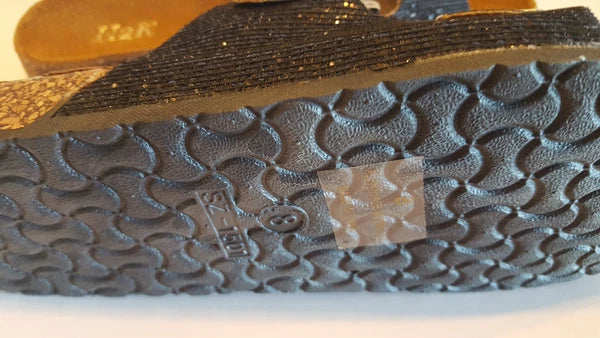 H2K Karen Glitter Black Fashion Slides Flip Flops Sandals Bling Slides Straps