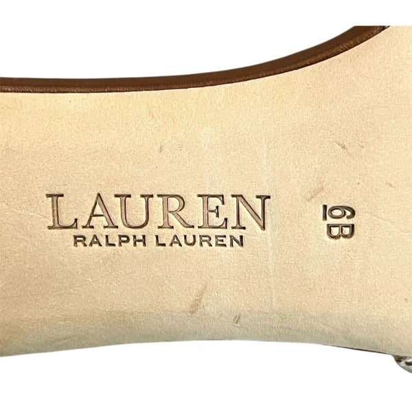 Lauren Ralph Lauren Women's Fay Leather Slide Sandals Brown 6 Preppy Summer