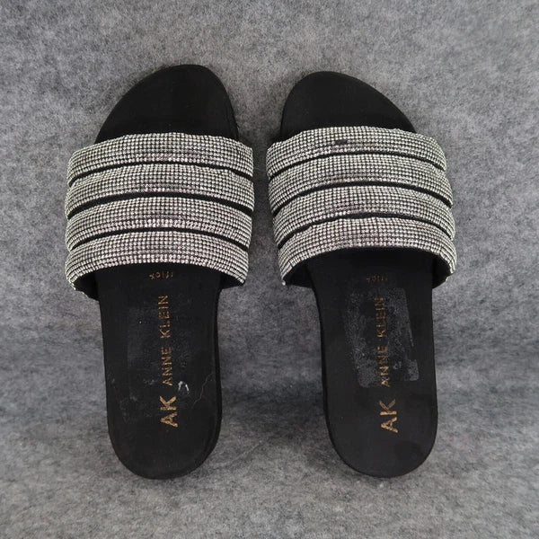 Anne Klein Shoes Womens 7 Sandal Slides Fashion Casual Metallic Gloria Comfort
