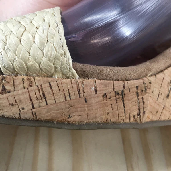 NEW Style & Co Sandals Womens 7.5 M Daliaa Cork Wedge Casual Slip On Slide Beige
