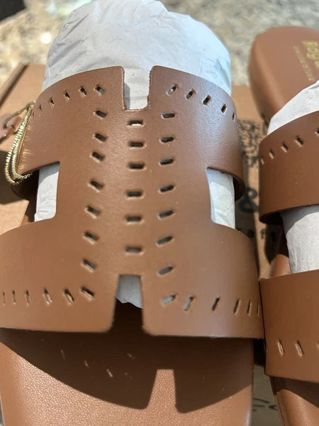 Rag & Co Sandal IVANKA Tan Brown Leather Size 9 New Box Dust Bag Designer Style