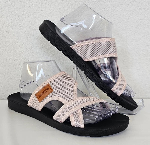 Women's Hollow Mesh Slide Sandals Casual Clip Toe Flat Summer Shoes Size 41/10