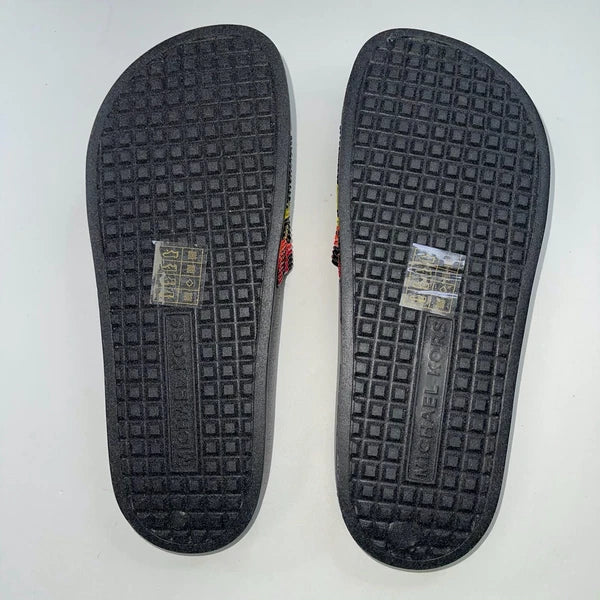 Michael Kors Slides Womens Rhinestones Rainbow Black Bling Sparkly Pride Gilmore