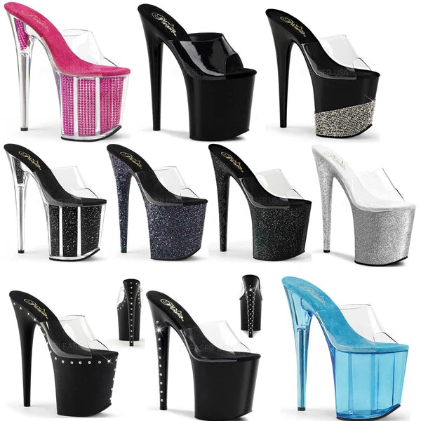 Pleaser Platform Stiletto Peep Toe Slide Mules High Heels Adult Women Flam801