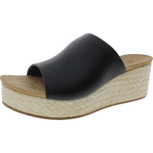 Style & Co. Womens LARISSAA Black Wedge Slide Sandals 11 Medium (B,M) BHFO 0148