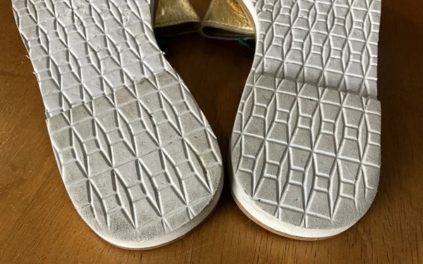 Kate Spade Womens Gold Metallic Leather Glitter Pineapple Sandals Slides Size 6