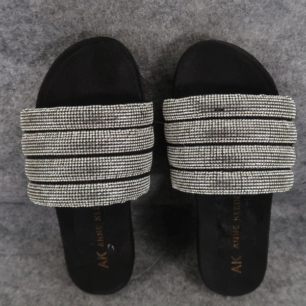 Anne Klein Shoes Womens 7 Sandal Slides Fashion Casual Metallic Gloria Comfort