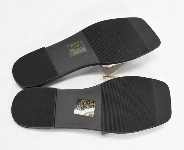 Fashion Nova Libra Black Sandals Clear Thick Strap Slip On Sandals Open Toe Sz 9