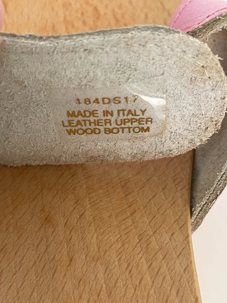 Dr. Scholl's The Original Wooden Sandals Slides Pink Leather Size 7 Italy New