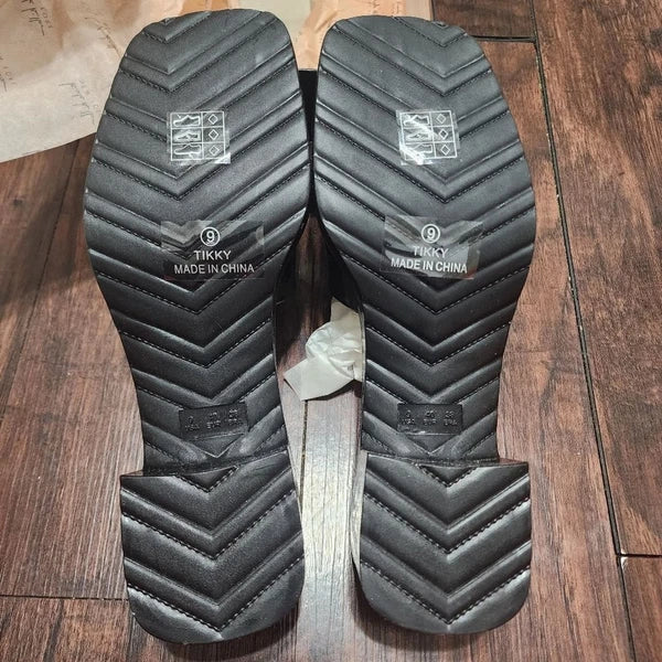 Nicole Miller New York Sandals Womens 9 Black Tikky Style Platform With Heel
