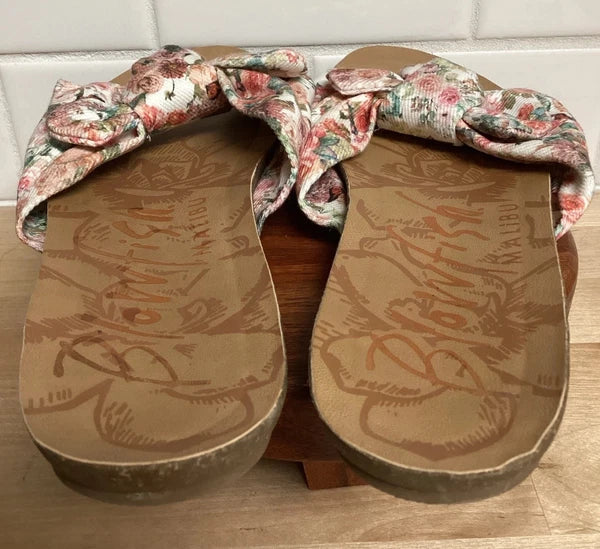 Womens Floral Fabric Big Bow Slides Blowfish Malibu Slip On Sandals Sz 8.5 Shoes