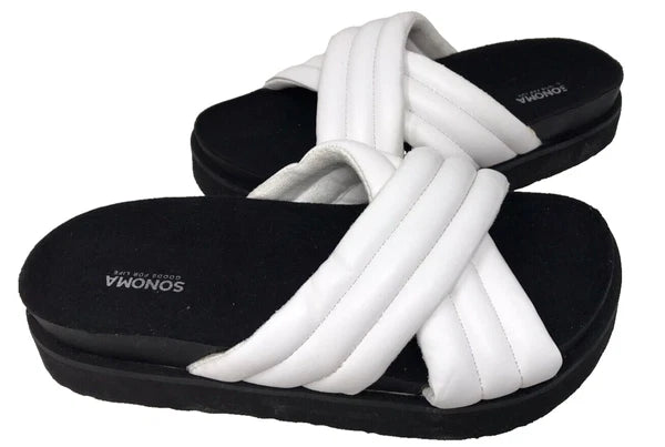 Sonoma Women's Fusilli Platform Slip On Comfort Slides Sandals Wht Size:8 200R