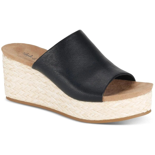 Style & Co. Womens LARISSAA Black Wedge Slide Sandals 11 Medium (B,M) BHFO 0148