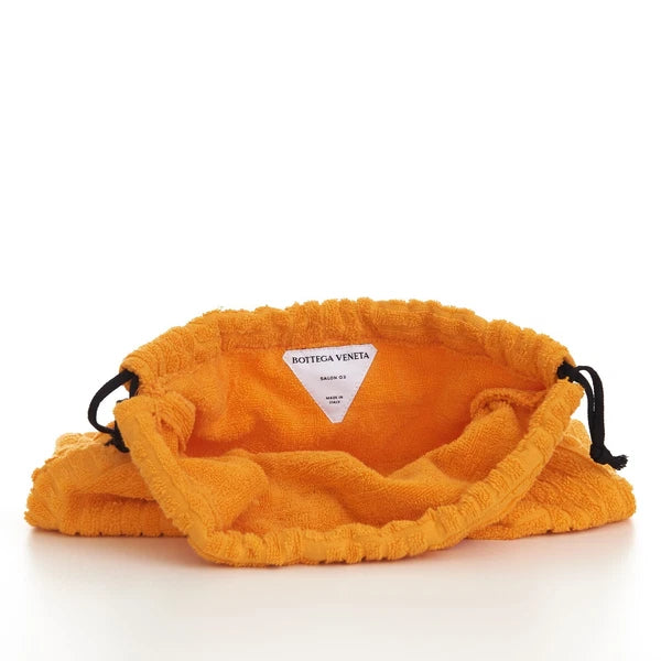 BOTTEGA VENETA 600$ Sponge Slide Sandals - Tangerine Orange Cotton & Rubber