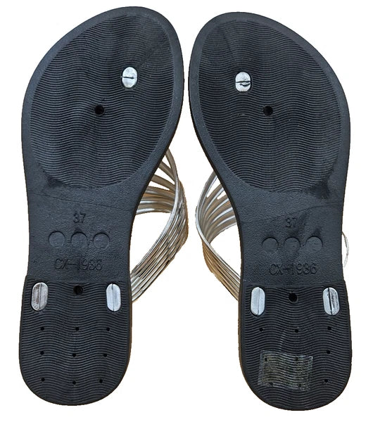 Women's Fashion Silver Sandals Size 37 Pre-Owned