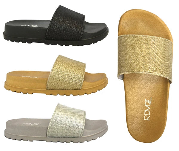 New Women's Glitter Slide Soft Rubber Bottom Fashion Shoe Beach Pool Party-1919