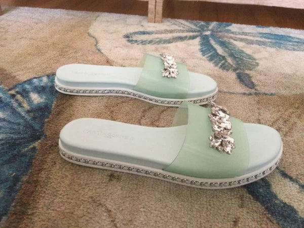 Karl Lagerfeld Sandals 8 M Paris Mint Julep Billi Fashion Slides