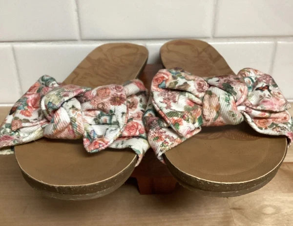 Womens Floral Fabric Big Bow Slides Blowfish Malibu Slip On Sandals Sz 8.5 Shoes