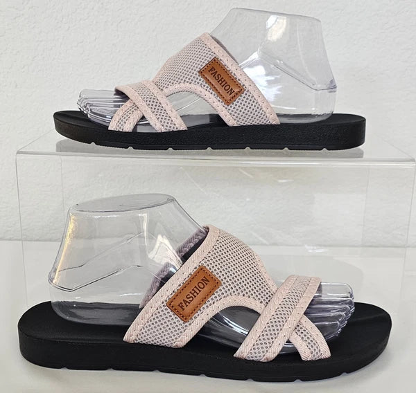 Women's Hollow Mesh Slide Sandals Casual Clip Toe Flat Summer Shoes Size 41/10