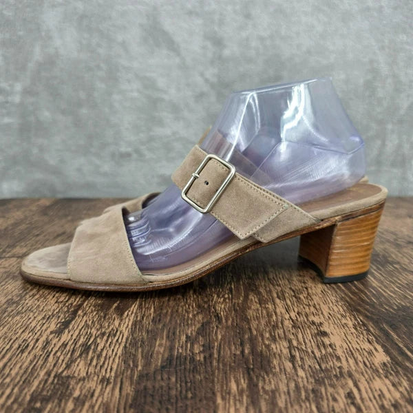 Gravati Mitchells Slide Sandals 10.5 Toast Suede Leather 2 Strap Buckles Italian