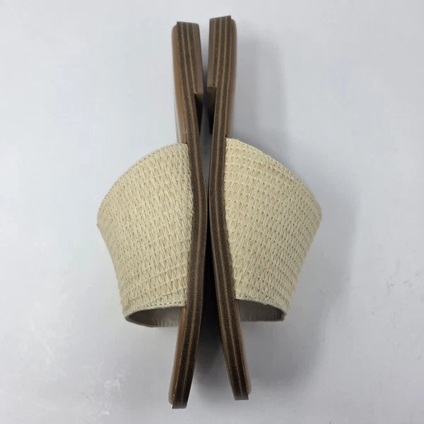 Me Too Rhoda Slide Sandals Raffia Knit Woven Womens 10 Wide Slides Cream Tan