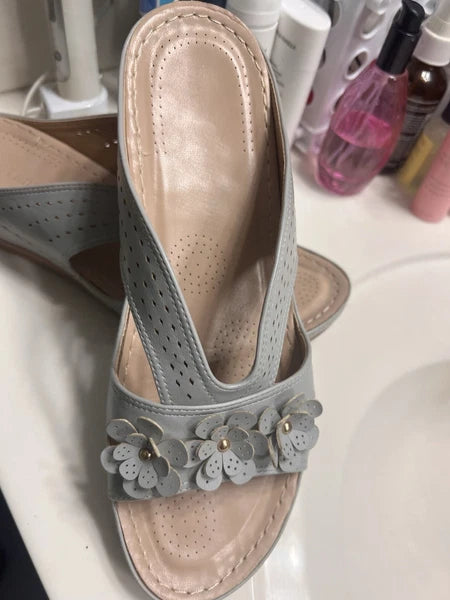 Women's Fashion Floral Sliders - Gray Comfortable Summer FmShi (11)