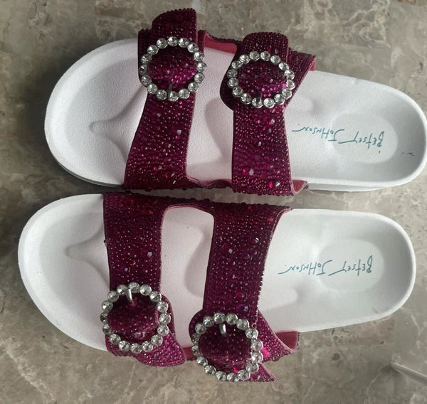 Pink White Betsey Johnson Women's SB-Trudy Sandal, Fuchsia Sz 8 M NEW